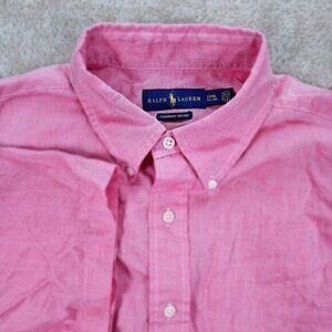 Ralph Lauren Chambray Oxford Shirt Button-Down Pony Logo Men's Size LT Tall Pink
